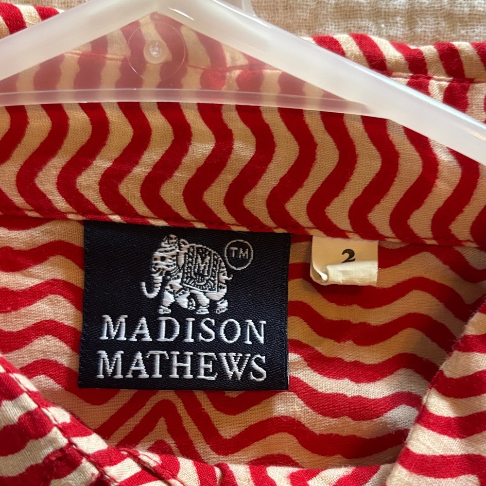 Chic Red Zigzag Button Down Shirt - image 3